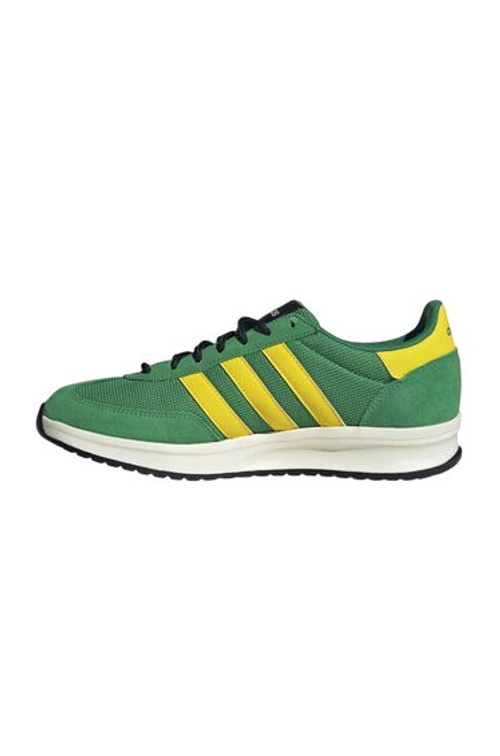 Adidas Mens Run 70s 2.0 Stripes Leather Trainers - Green/Yellow product thumbnail 3