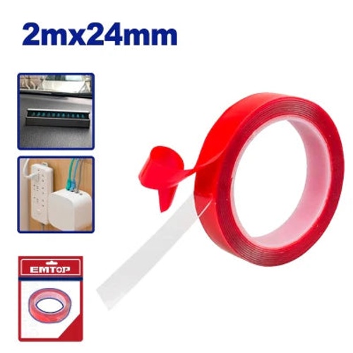 شريط لاصق دبل فيس شفاف – 2 متر EMTOP EMPN9K24