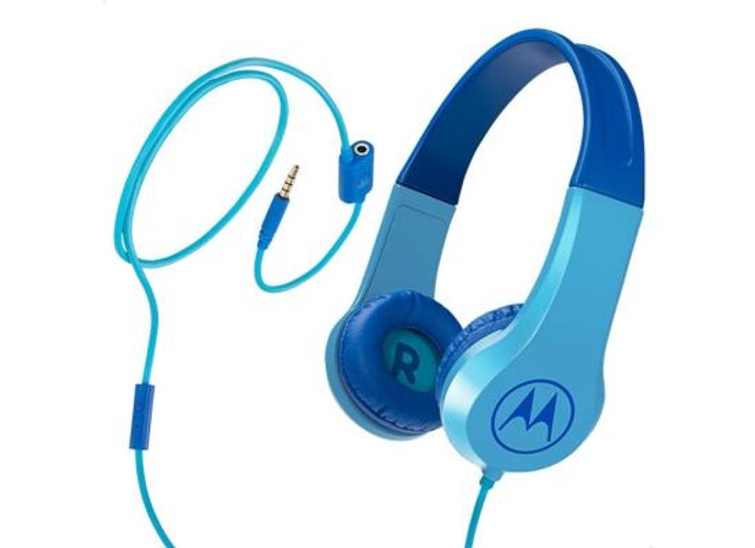 Motorola Squads 200 Kids Wired Headphones Anti-Allergic Cushion Enhanced Bass In-Line Mic & Voice Assistant Compatible with 3.5mm Aux - Blue product thumbnail 2