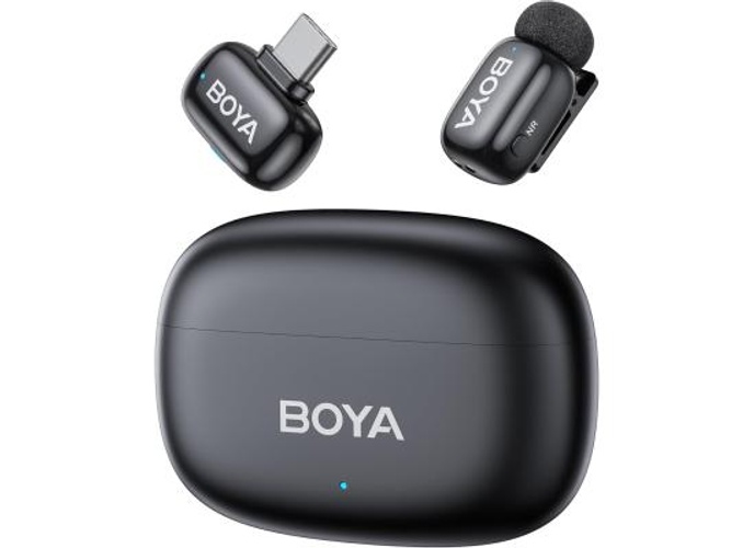 BOYA mini 2-05 Wireless Lavalier Microphone for iPhone 15-17/Android,Noise Cancellation,App Control, 48kHz/24-Bit, 30H Battery Mini Mic for Video Recording Interview Vlog(1TX + USB-C RX + Charging Case) product thumbnail 2