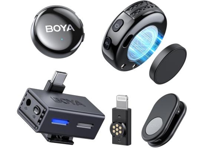 BOYA BOYALINK 3-03 Wireless Lavalier Mini Microphones for iPhone 15-16/Android/PC/Camera,AI Noise Cancellation,48kHz/24Bit Studio Sound,APP Control,984ft 30h Battery with Charging Case for Vlog Interview product thumbnail 2
