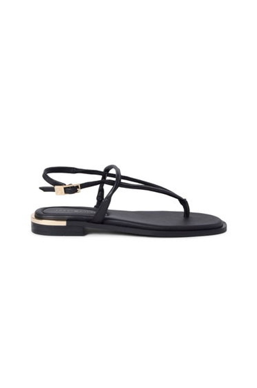 Gold Heel Dressy Sandal Black