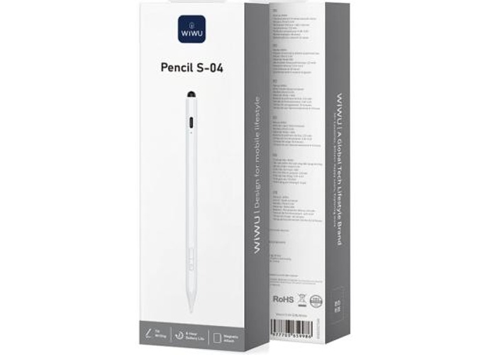 WiWU Pencil S-04 Stylus Pen, Palm Rejection Capacitate Touch Screen Tablet Active Stylus Pencil - White product thumbnail 2