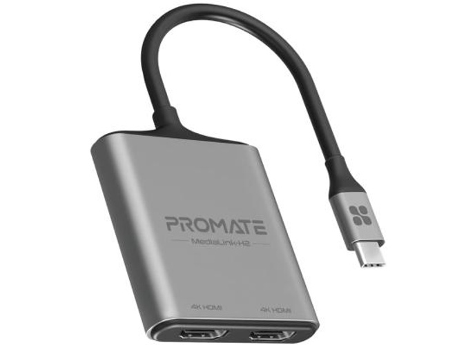 Promate MediaLink-H2 USB-C to Dual HDMI Adapter 4K HDR Thunderbolt 4 For MacBook Air/Pro, iPad Pro, Surface , Galaxy, Chromebook product thumbnail 2