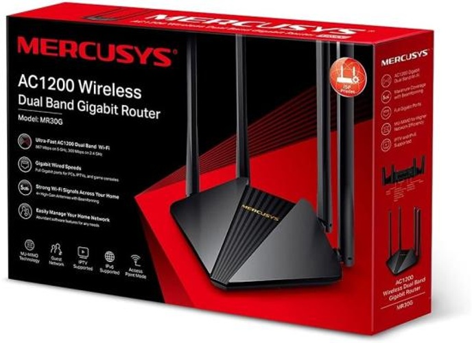 MERCUSYS MR30G AC1200Mbps Dual Band Gigabit WiFi Router, Speed up to 1.2Gbps, Gaming Router with Full Gigabit Ports for Xbox, PS4, PCs, IPTV and IPv6 Supported, Stream HD Videos, Easy Setup product thumbnail 2