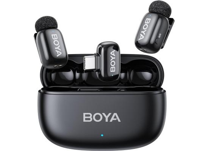 BOYA mini 2-02 (Type-C) Wireless Lavalier Microphones for iPhone 15/16/17 & Android, AI Noise Cancellation, App Control, 30H Battery Life with Charging Case, Lapel Microphone Wireless for Video Recording Vlogging , Black product thumbnail 2