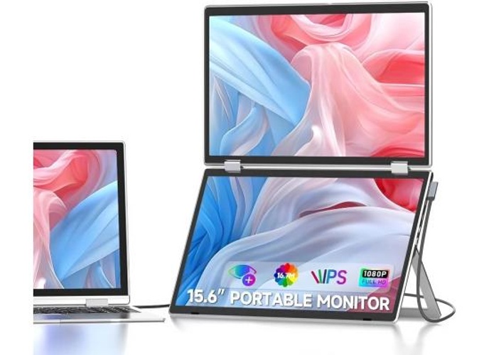 V2COM M2 15.6" IPS Full HD Triple Screen Extender Portable Folding Monitor All Laptops For Windows & Mac VESA Mountable/Ergo Design Built In Speakers product thumbnail 2