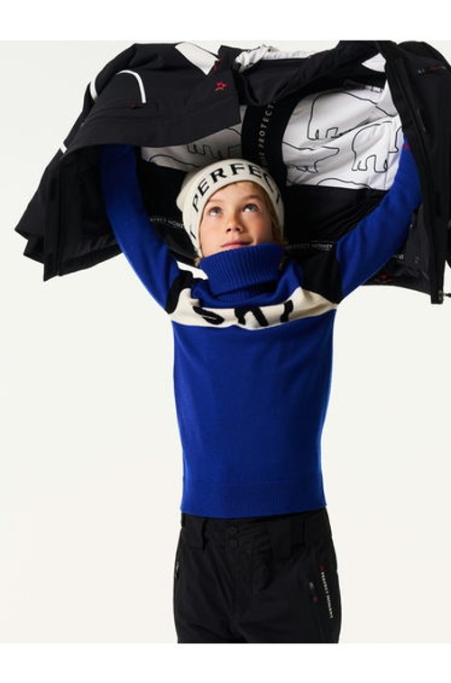 Perfect Moment Kids Ski Merino Wool Turtleneck Jumper in Blue product thumbnail 2