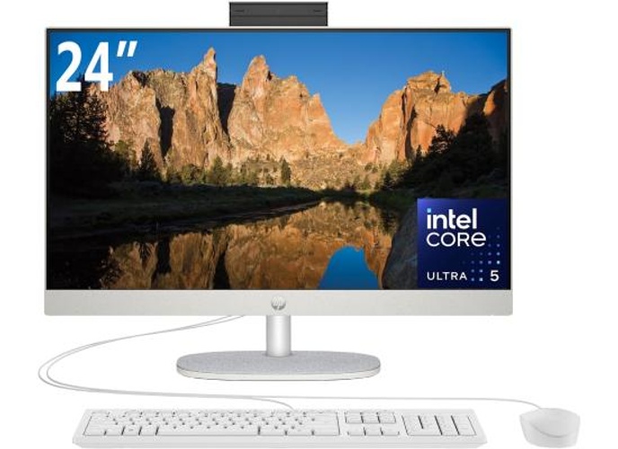 HP All-in-One 24-cr2032ne PC (2025) NEW Intel Ultra 5 12-Cores w/ 24" IPS Full HD 99% sRGB Display NONE Touch - White product thumbnail 2