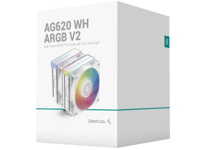 DeepCool AG620 ARGB V2 CPU Air Cooler Mighty 260w TDP 6pcs Copper Heat Pipes ARGB Sync w/120mm PWM Fan , White product thumbnail 2