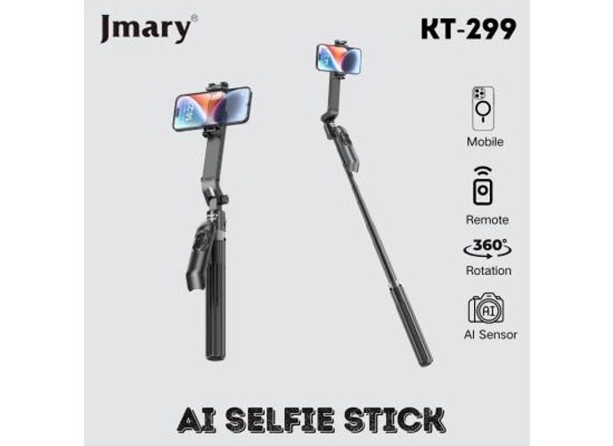 Jmary KT-299 Rotation Smart Tripods Al Face Sensor Selfie Stick Tripod Upto 1.8 Meter long 360° Horizontal - Black product thumbnail 2