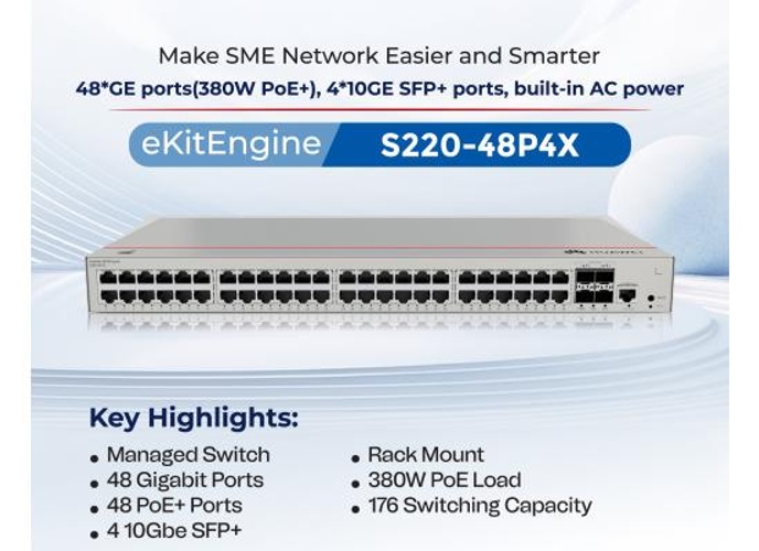 Huawei EKit S220-48P4X Smart Switch 48 Port Gigabit ( 48 POE – 380 Watt ) + 4 10GE SFP+ Ports product thumbnail 2