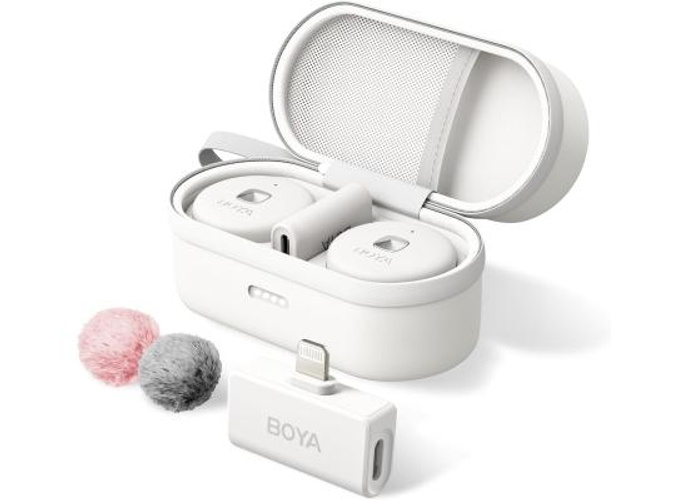 BOYA Omic-D Wireless Lavalier Microphone for iPhone MFi Certified, Noise Cancelling Lapel Mic Wireless with Magnetic Clip iPhone Microphone for Video Recording YouTube Vlog - White product thumbnail 2