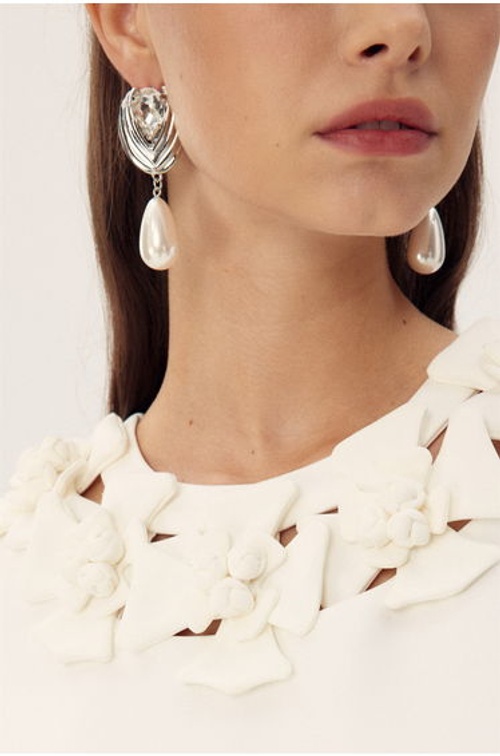 Crystal-embellished Pearl Earrings