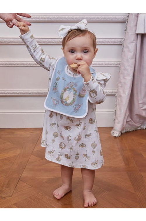 Atelier Choux Baby Satin Spring Bunny Bib in Blue product thumbnail 2