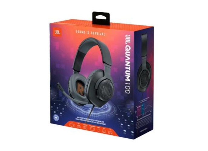JBL Quantum 100 Wired Over-Ear Gaming Headset with a Detachable Voice-Focus Boom Mic, QuantumSOUND Signature, Lightweight Headband, Memory Foam Ear Cushion, PC and Gaming Console Compatible - Blue product thumbnail 2