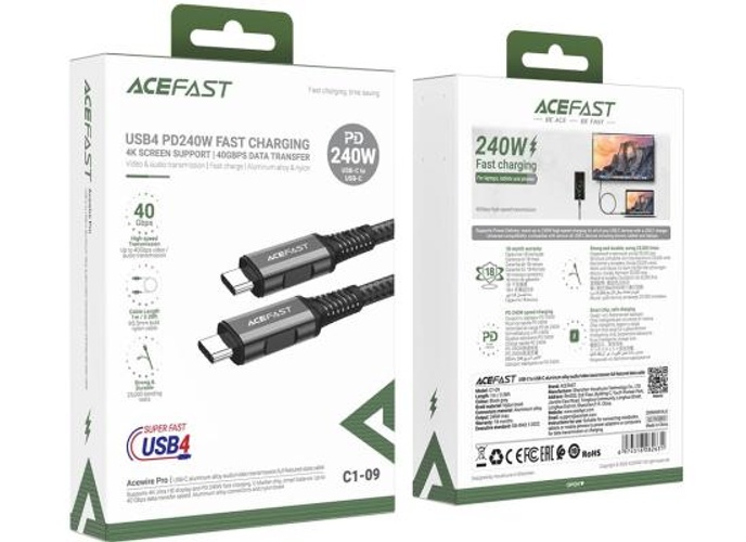 ACEFAST C1-09 1m PD 240W USB C to USB C Cable 40Gbps Data Transfer Cord with Audio / Video Support product thumbnail 2