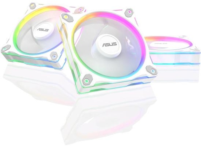 ASUS Prime MR120 aRGB Fan, 1600 RPM Fan Speed, 58 CFM Fan Airflow, Standard Blade, Dual-Sided Lighting, Sleeve Bearing, Triple Pack, White product thumbnail 2