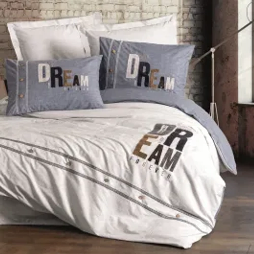 Nova Home Forever Embroidered Printed Duvet Cover Set - 100% Cotton - Grey (Available In Sizes) product thumbnail 2