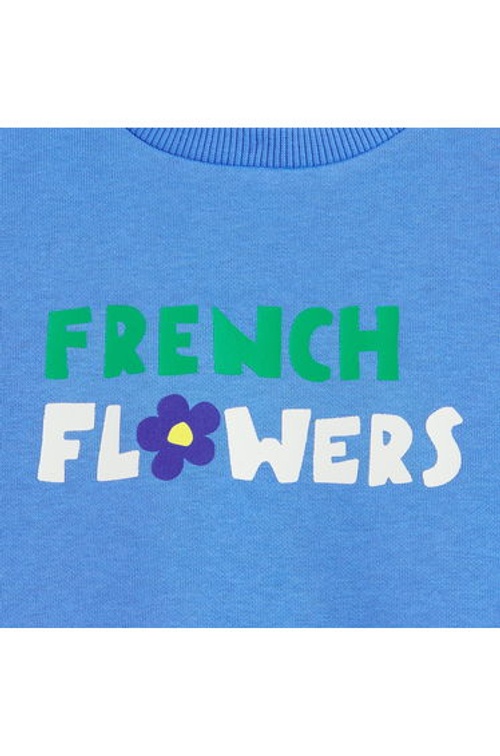 Fleece Crew Neck Sweatshirt Wit French Flowers Slogan Printed On Front product thumbnail 2