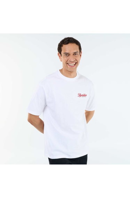 Short-sleeved T-shirt with front & back prints and embroidery WHITE product thumbnail 2