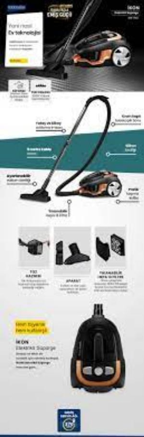 مكنسة كهربائية جولد Master بدون كيس، سعة 2.5 لتر، 900 واط، أسود product thumbnail 2