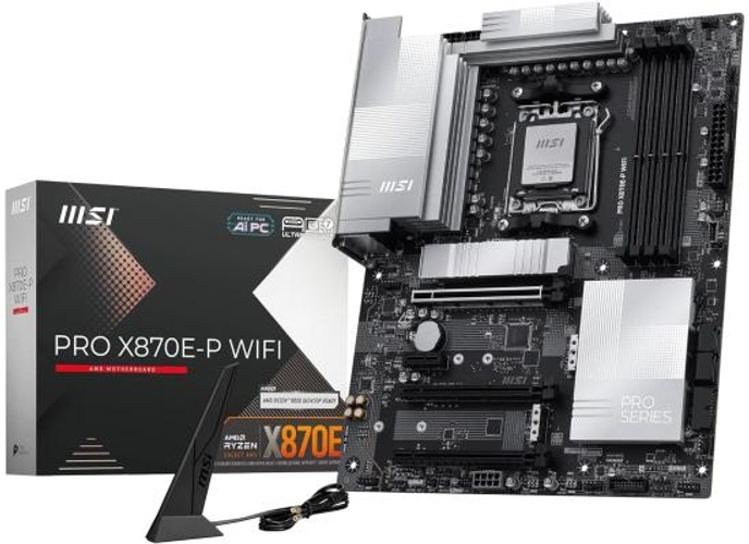 MSI PRO X870E-P WiFi 7 Motherboard, ATX - Supports AMD Ryzen 9000/8000 / 7000 Processors, AM5-60A SPS VRM, DDR5 Memory Boost (8200+ MT/s OC), PCIe 5.0 x16 & 4.0 x16, M.2 Gen5, Wi-Fi 7, 5G LAN product thumbnail 2