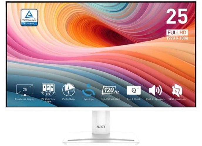MSI Pro MP251W E2 25" IPS Full HD 120Hz 1ms HDR Ready EyesErgo Anti-Flicker Less Blue Light Eye-Q Check VGA & Display Port & HDMI - White product thumbnail 2