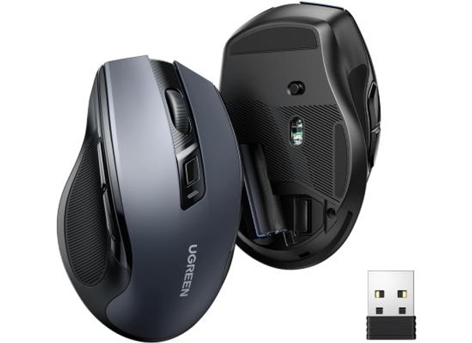 UGREEN Wireless Mouse, 2.4G + Bluetooth Ergonomic Optical Mouse, 4000 DPI, 5 DPI Adjustable, 5 Buttons, Silent Click USB Computer Mice for Laptop, PC, Chromebook, Notebook, 15M Wireless Connection Mice Black product thumbnail 2