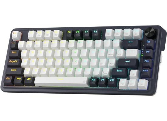 Redragon K673 PRO 75% Wireless Gasket RGB Gaming Keyboard, 3-Modes 81 Keys Compact Mechanical Keyboard Hot-Swap Socket, Dedicated Knob Control and Sound Absorbing Pads, Linear - Red Switch product thumbnail 2