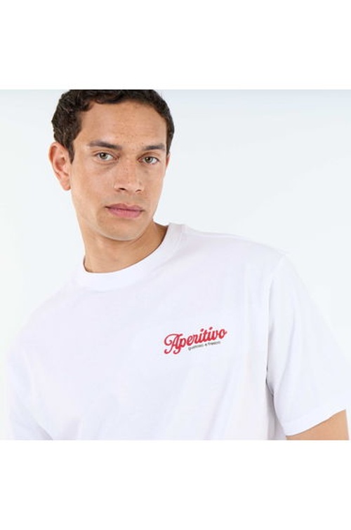 Short-sleeved T-shirt with front & back prints and embroidery WHITE product thumbnail 4