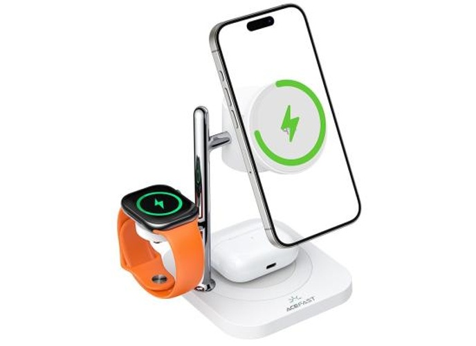 ACEFAST E39 4 in 1 Desktop Wireless Charger with Night Light Phone Watch Earphone Charging Station - White product thumbnail 2