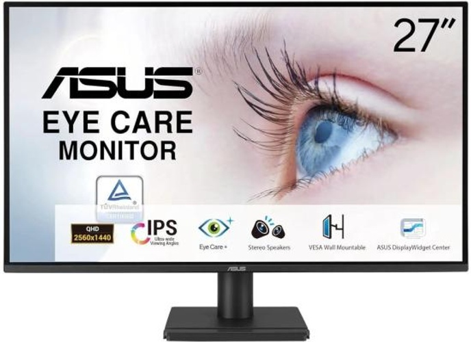 ASUS VA27AQ 27” IPS 2K QHD Eye Care Monitor 75Hz 1ms HDR 10 Low Blue Light, Flicker Free w/ Display Port , HDMI , VGA & Speakers product thumbnail 2