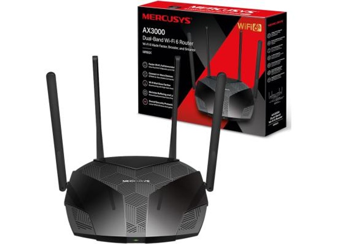 MERCUSYS MR80X AX3000 Wi-Fi Router 6 Dual Band, Wi-Fi Speed up to 2402Mbps (5GHz) + 574Mbps (2.4GHz), 160MHz Channel, 3 Gigabit LAN Ports, Ideal for Xbox/PS4/Steam and 4K Games product thumbnail 2