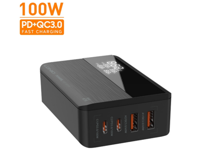 LDNIO A4809C GaN 100W PD Super Charging Desktop Charger Desktop Charger for Mobile Phone High Power Home Charger - Black product thumbnail 2