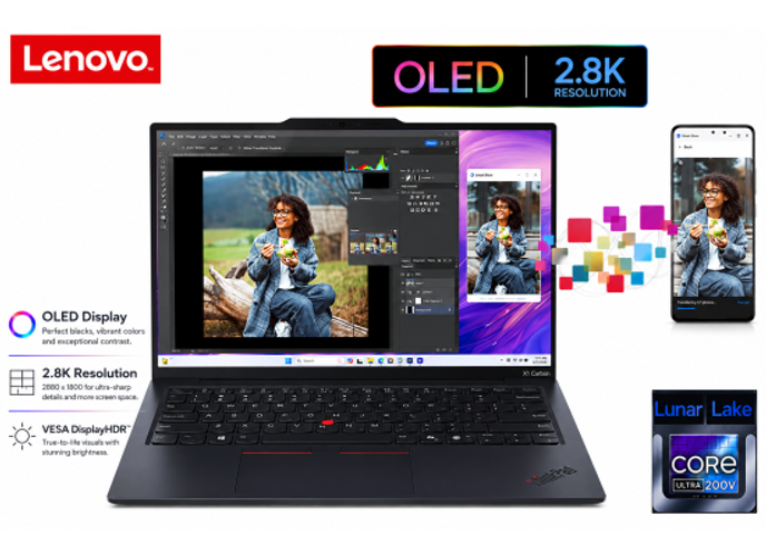 Lenovo ThinkPad X1 Carbon Gen 13 Aura Edition (2025) Intel® Ultra 7 Gen II 258V 8-Core Copilot+ PC Featherlight <1KG Long Battery Life w/ OLED 2.8K Screen - Black product thumbnail 2