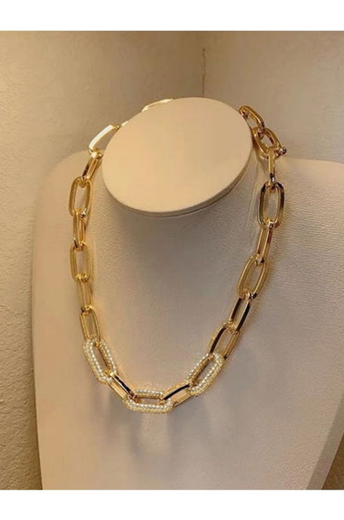Chain Link Rhinestone Inlaid Necklace product thumbnail 3