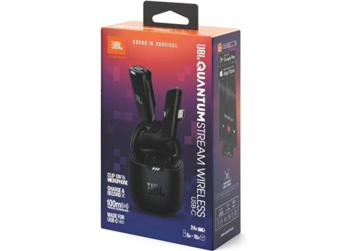 JBL Quantum Stream Wireless USB-C - Wearable Wireless Streaming Microphone for Crystal Clear Recordings, 24 Hours of Recording time, Plus Speed Charge, Included Windscreen for Noise Reduction - Black product thumbnail 2