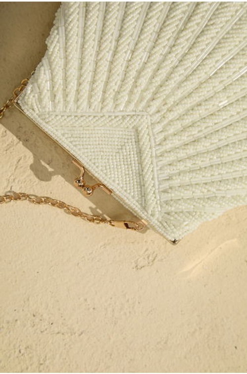 Woven Pearl Embellished Seashell Handbag product thumbnail 4