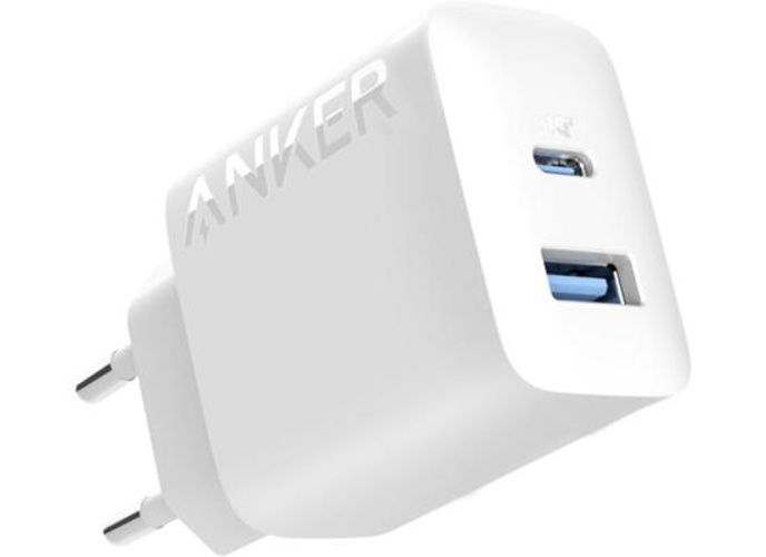 Anker Charger Power-port 20W USB C Gan Charger, 20W Maximum Output, USB-C and USB-A Port - White product thumbnail 2