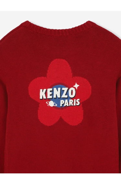 KENZO Girls Paris Flower Logo Knitted Dress in Red product thumbnail 4