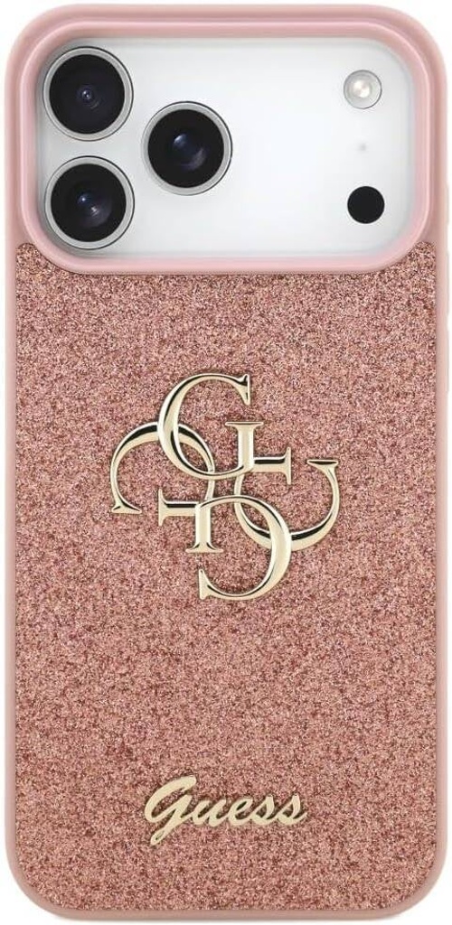 Guess PU Glitter Case with Big 4G Metal Logo for iPhone 17 Pro & 17 Pro Max - Pink