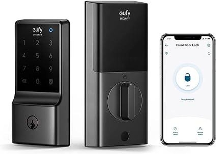 قفل ذكي Eufy Smart Lock C234 أسود مع Wi-Fi مدمج للتحكم عن بعد من Anker