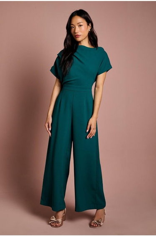 Petite Pleat Off The Shoulder Jumpsuit