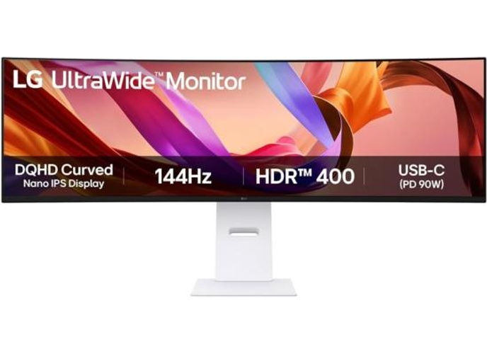 LG 49U950A-W 49" Nano IPS UltraWide Curved 3800R Dual QHD 144Hz 1ms HDR 400 HDMI FreeSync Premium & NVIDIA G-Sync w/ Speakers & USB-C (Power Delivery) , White product thumbnail 2