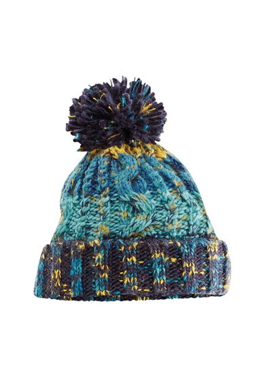 Beechfield Unisex Adults Corkscrew Knitted Pom Pom Beanie Hat - Marine Splash product thumbnail 2