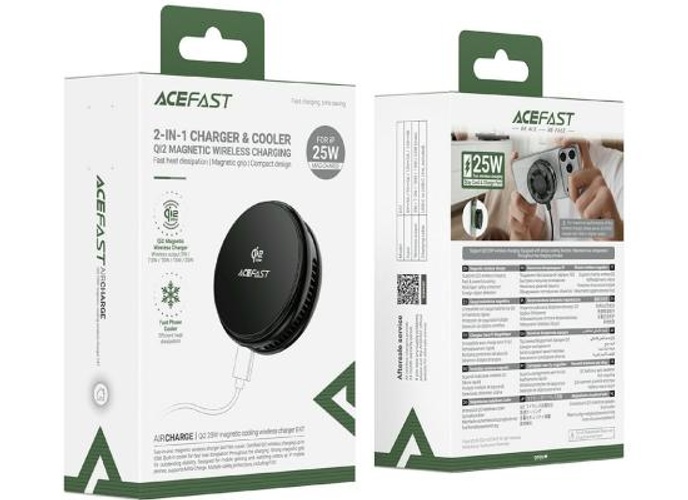 ACEFAST E47 QI2 25W Magnetic Cooling Wireless Charger Fast Phone Cooler for Gaming - Black product thumbnail 2