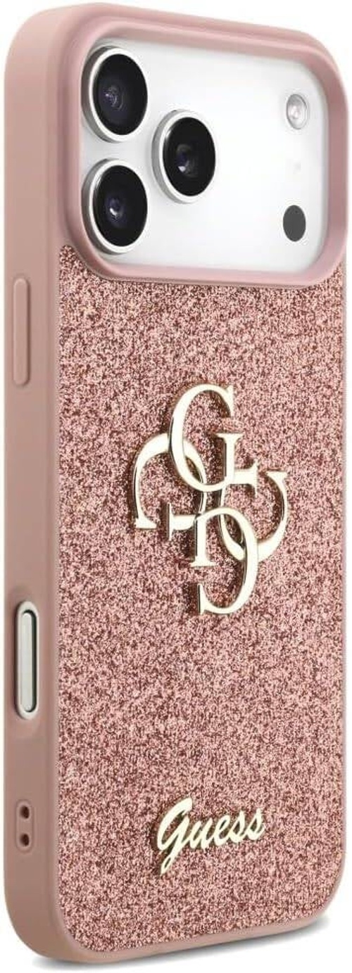 كفر جيس (Guess) بريق "Glitter" مع شعار 4G المعدني الكبير للايفون 17 برو و17 برو ماكس - زهري product thumbnail 2