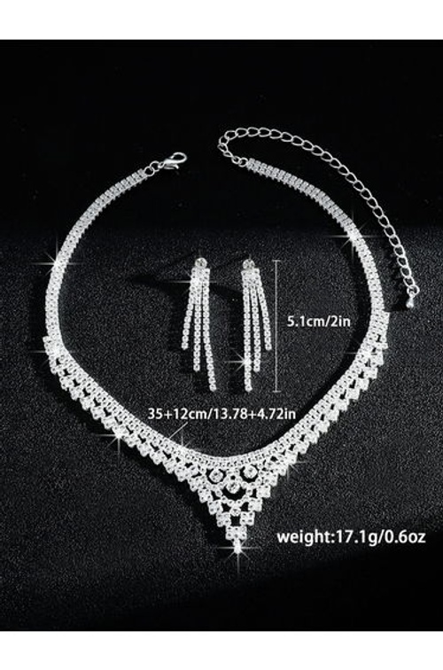 2-Piece Embellished Necklace And Earrings Jewelry Set product thumbnail 2