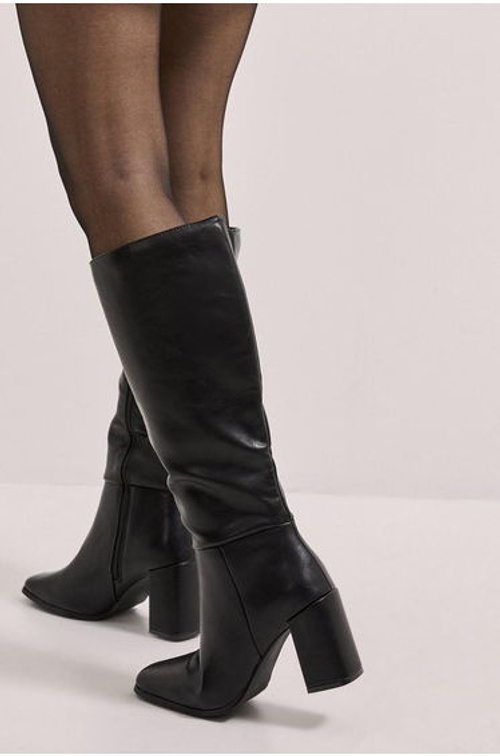 Wide Fit Kristen Faux Leather Square Toe High Heel Knee Boots product thumbnail 4